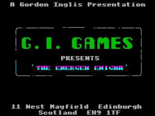 The Energem Enigma title screen for ZX Spectrum